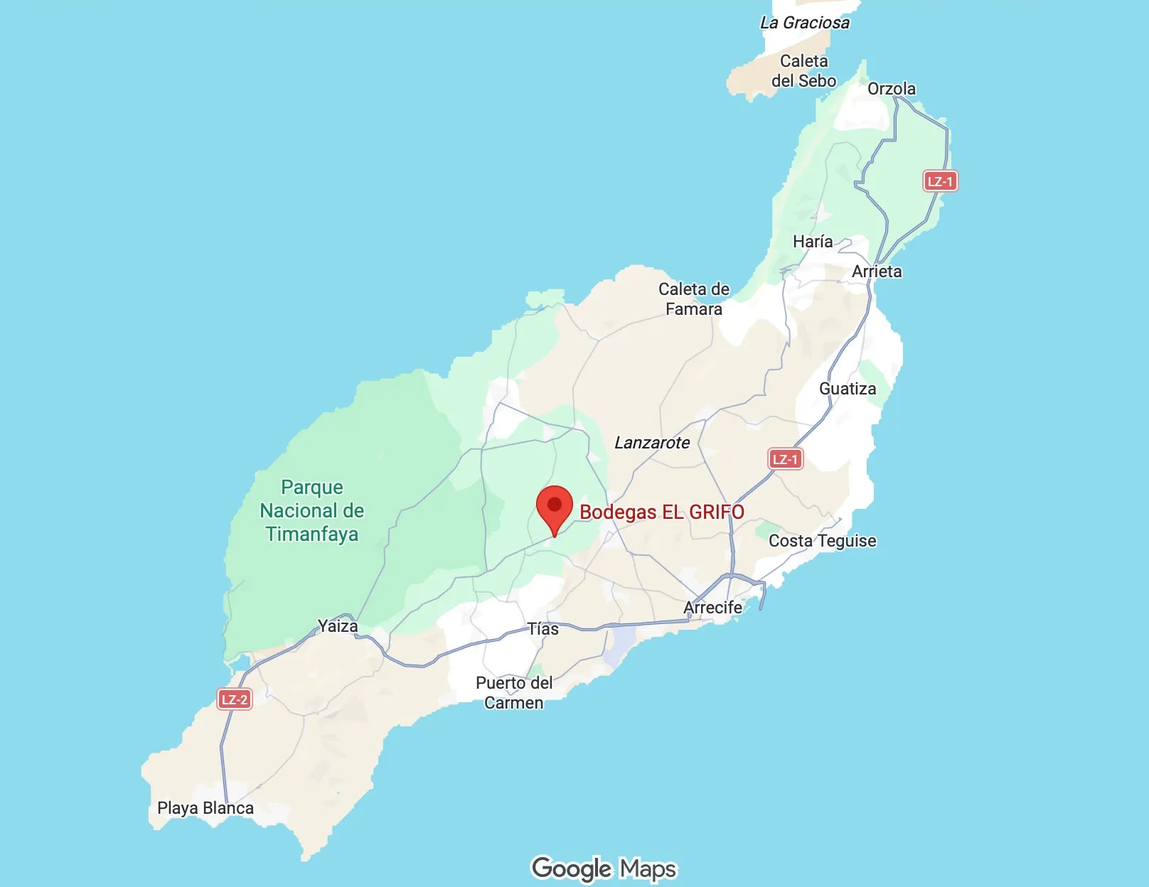 mapa de Lanzarote Bodegas El Grifo